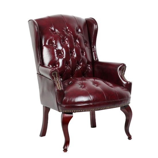 Picture of Boss Office Products Traditional High-Back Chair, 41-1/2inH, Burgundy/Mahogany