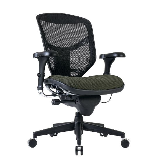 Picture of WorkPro Quantum 9000 Series Ergonomic Mesh/Premium Fabric Mid-Back Chair, Black/Olive, BIFMA Compliant