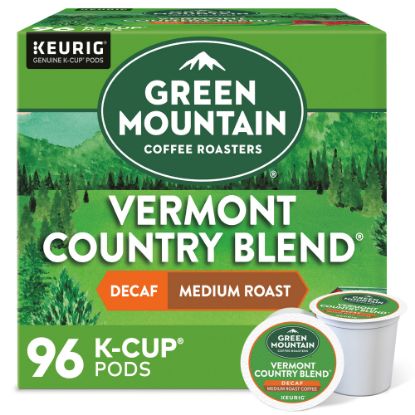 Picture of Green Mountain Coffee Single-Serve Coffee K-Cup, Decaffeinated, Vermont Country Blend, Carton Of 96, 4 x 24 Per Box