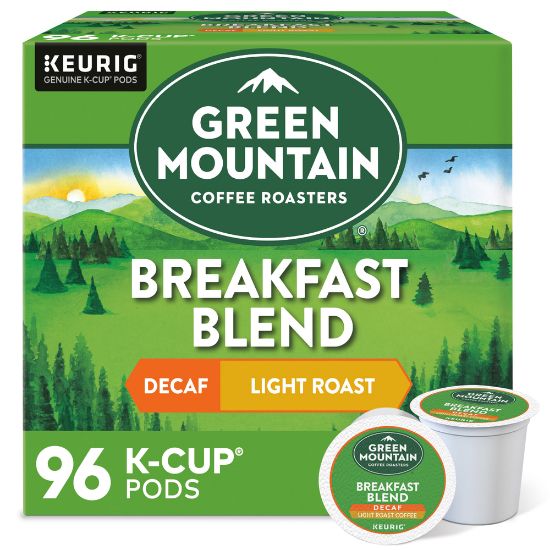 Picture of Green Mountain Coffee Single-Serve Coffee K-Cup, Decaffeinated, Breakfast Blend, Carton Of 96, 4 x 24 Per Box