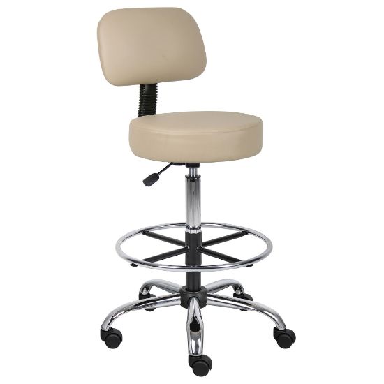 Picture of Boss Office Products Antimicrobial Medical Stool With Back And Foot Ring, Beige