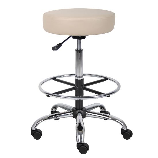 Picture of Boss Office Products Medical Stool With Antimicrobial Protection, Footring, Beige/Chrome