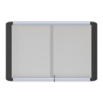 Picture of MasterVision Platinum Pure Magnetic Dry-Erase Enclosed Whiteboard, Sliding Door, 36in x 48in, Aluminum Frame With Silver Finish