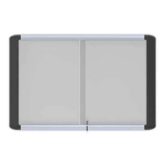 Picture of MasterVision Platinum Pure Magnetic Dry-Erase Enclosed Whiteboard, Sliding Door, 36in x 48in, Aluminum Frame With Silver Finish