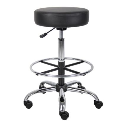 Picture of Boss Office Products Medical Stool With Foot Ring And Antimicrobial Vinyl, 34inH x 25inW X 25inD, Black/Chrome