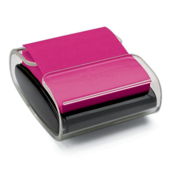 Picture of Post-it Pop Up Notes Dispenser, 3 in x 3 in, 1 Dispenser, 2 Pads, 45 Sheets/Pad, Black Base Clear Top