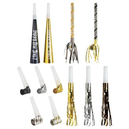 Picture of Amscan New Years Horns And Blowouts, Multicolor, Pack Of 50 Noisemakers