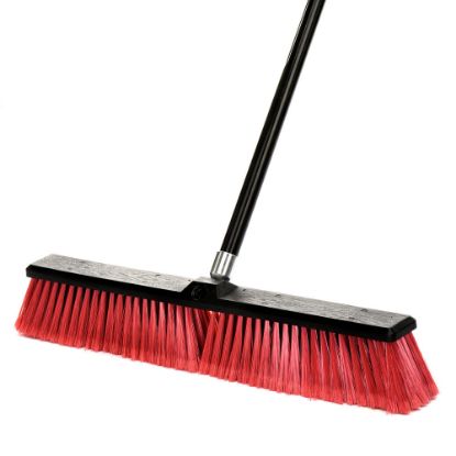 Picture of Alpine 24in Smooth-Surface Push Brooms, Red, Pack Of 3 Brooms