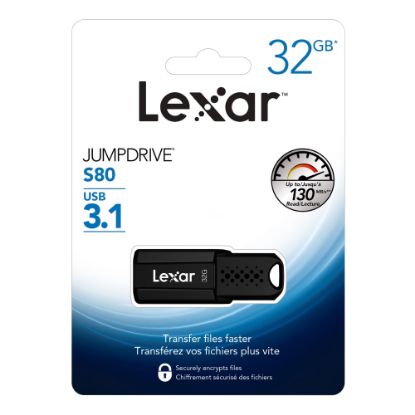 Picture of Lexar JumpDrive S80 USB 3.1 Flash Drive, 32GB, Black, LJDS80-32GBNBNU