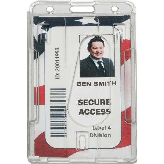 Picture of SKILCRAFT Dual ID Card Holder - Vertical - 3.4in x 2.1in x - 24 / Pack - Clear