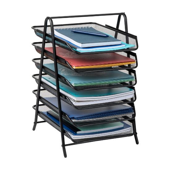 Picture of Mind Reader 6-Tier Paper Tray, 18inH x 13-3/4inW x 11-3/4inD, Black