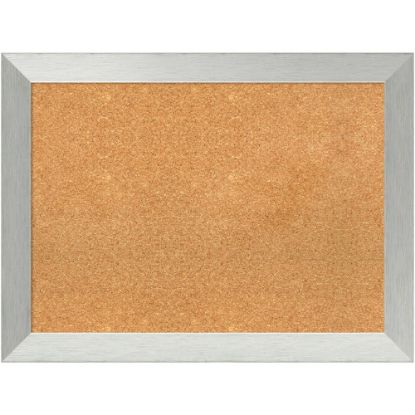 Picture of Amanti Art Cork Bulletin Board, 32in x 24in, Natural, Brushed Sterling Silver Wood Frame