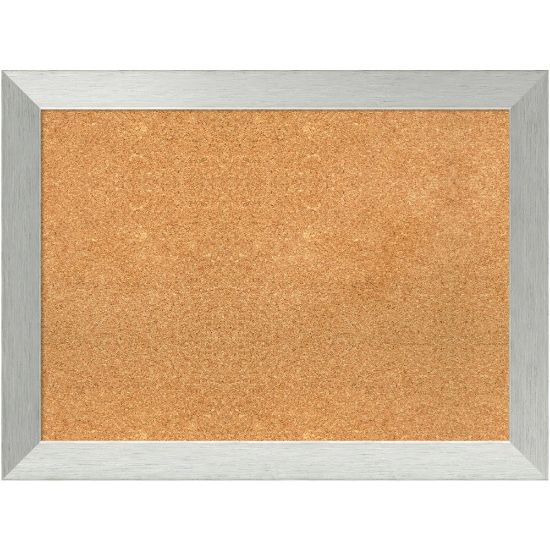 Picture of Amanti Art Cork Bulletin Board, 32in x 24in, Natural, Brushed Sterling Silver Wood Frame