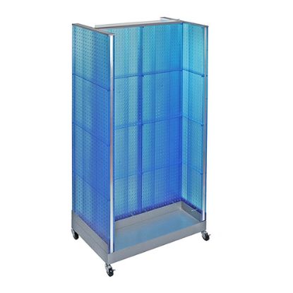 Picture of Azar Displays H-Unit Pegboard Floor Display With Wheels, 60inH x 36inW x 16inD, Blue/Silver