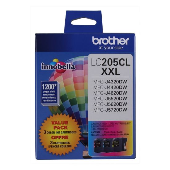 Picture of Brother LC205 Cyan; Magenta; Yellow Extra-High-Yield Ink Cartridges, Pack Of 3, LC2053PKS