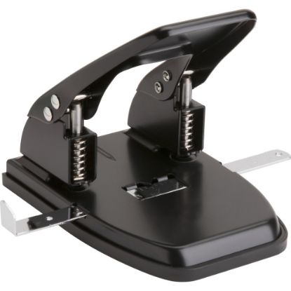 Picture of Business Source Heavy-duty 2-Hole Punch - 2 Punch Head(s) - 30 Sheet of 20lb Paper - 9/32in Punch Size - Round Shape - Black