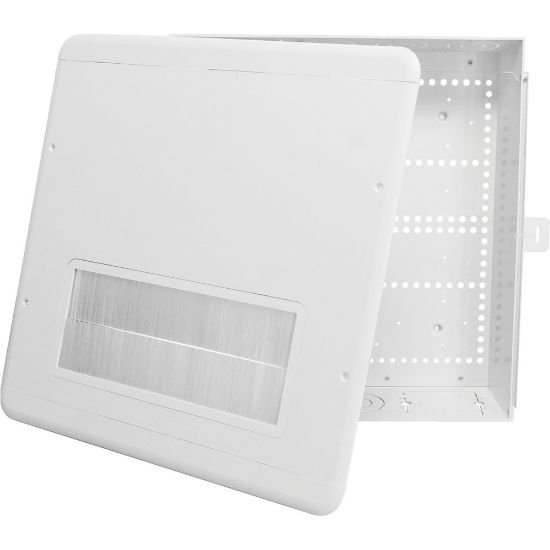 Picture of DataComm 80-1500-BR 15-Inch Plastic Enclosure Box with Brush Cover - 1-gang - White - ABS Plastic