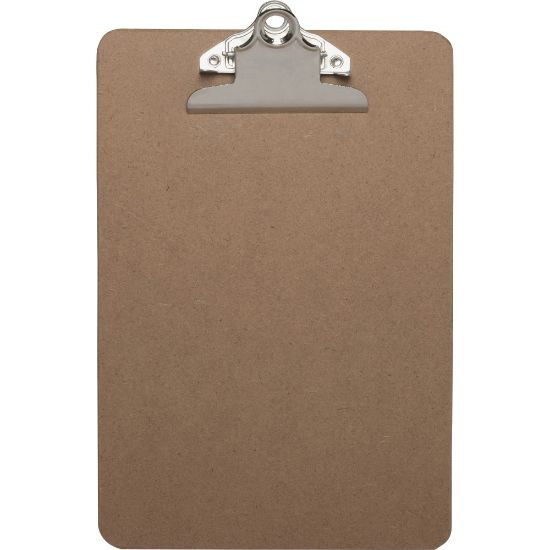 Picture of Business Source Mini Clipboard with Standard Metal Clip - Standard - 6in x 9in - Hardboard - Brown - 1 Each