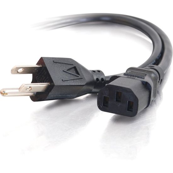 Picture of C2G 15ft Power Cord - 18 AWG - NEMA 5-15P to IEC320C13 - Computer Power - Replacement power cord for PC, Monitor, Printer, Scanner, etc.