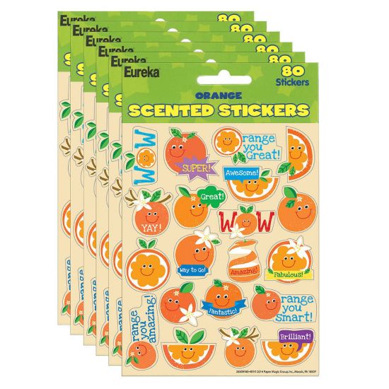 Picture of Eureka Scented Stickers, Orange, 80 Stickers Per Pack, Set Of 6 Packs