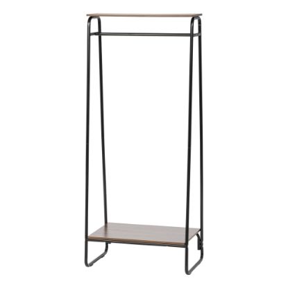 Picture of IRIS Metal Garment Rack With 2 Wooden Shelves, 59-1/2inH x 29-1/4inW x 15-3/4inD, Black/Dark Brown