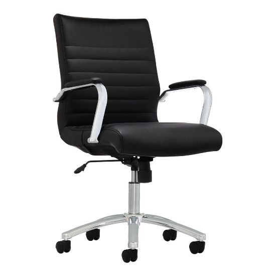 Picture of Realspace Modern Comfort Winsley Bonded Leather Mid-Back Manager Office Chair, Black/Silver, BIFMA Compliant