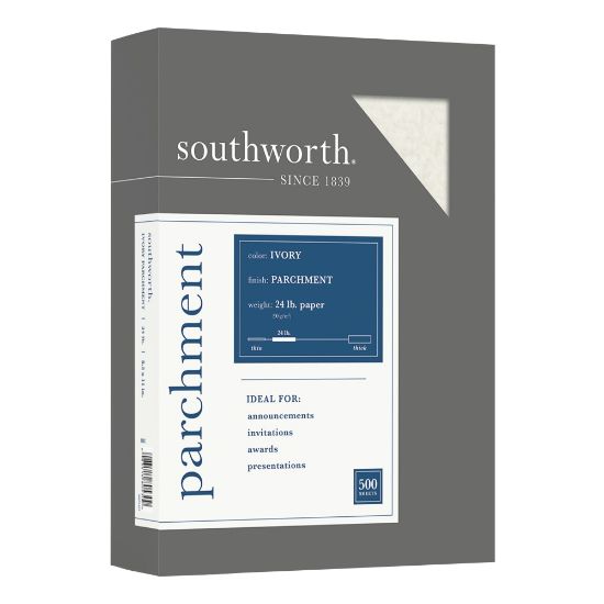 Picture of Southworth Fine Business Parchment Paper, 24 Lb,  8 1/2in x 11in,  Ivory, Pack Of 500 sheets