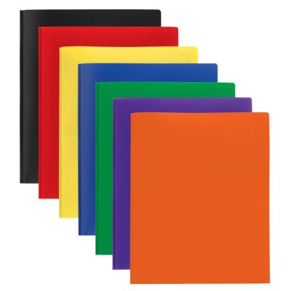 Picture of Office Depot Brand 2-Pocket School-Grade Poly Folders With Prongs, 8-1/2in x 11in, Assorted Colors, Pack Of 36