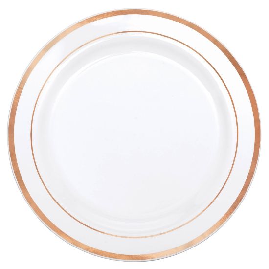 Picture of Amscan Premium Plastic Plates With Trim, 7-1/2in, White/Rose Gold, Pack Of 20 Plates