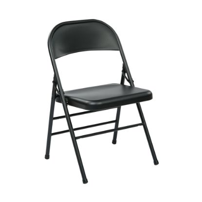 Picture of Office Star Work Smart Metal Mid-Back Folding Chairs, Black, Set Of 4 Chairs