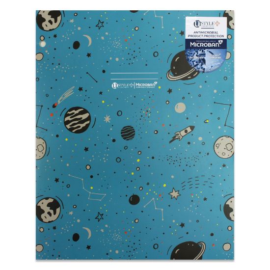 Picture of U Style 2-Pocket Paper Folder With Microban Antimicrobial Protection, 9-9/16in x 11-11/16in, Blue/Space