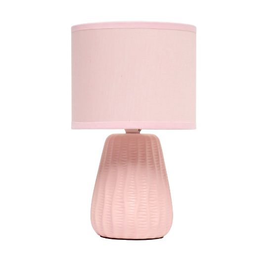 Picture of Simple Designs Mini Texture Pastel Accent Table Lamp, 11-1/16inH, Light Pink/Light Pink