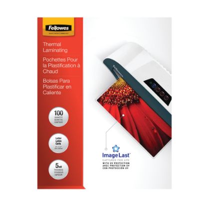 Picture of Fellowes ImageLast Laminating Pouches, UV Protection, 9in x 11 1/2in, 5 Mil, Glossy, Pack Of 100