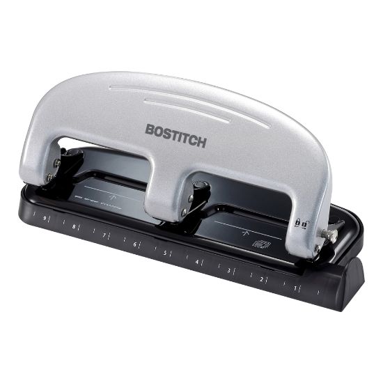 Picture of Bostitch EZ Squeeze Three-Hole Punch, 20 Sheet Capacity, Black/Silver