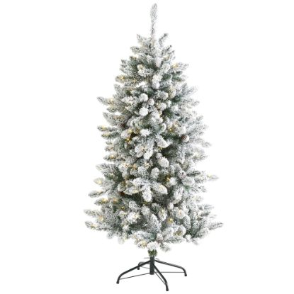 Picture of Nearly Natural Flocked Livingston Fir Artificial Christmas Tree, 5'