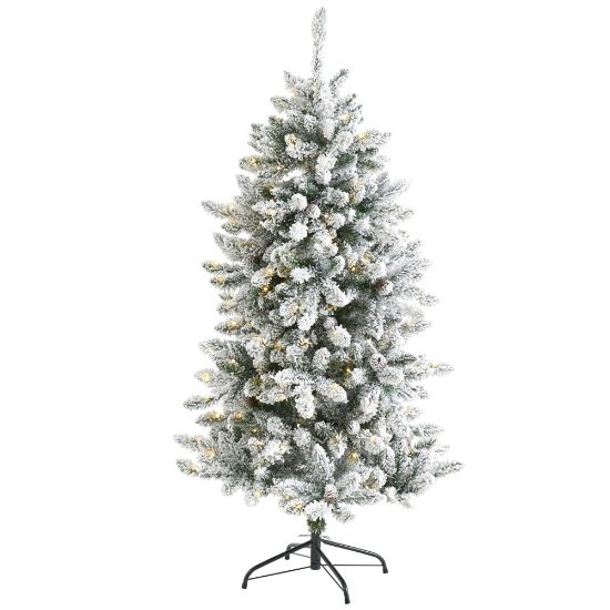 Picture of Nearly Natural Flocked Livingston Fir Artificial Christmas Tree, 5'