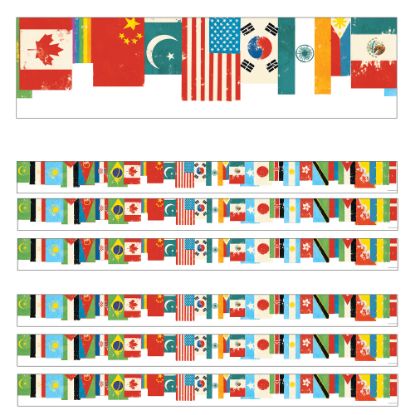 Picture of Carson Dellosa Education Straight Borders, All Are Welcome Flags, 36ft Per Pack, Set Of 6 Packs