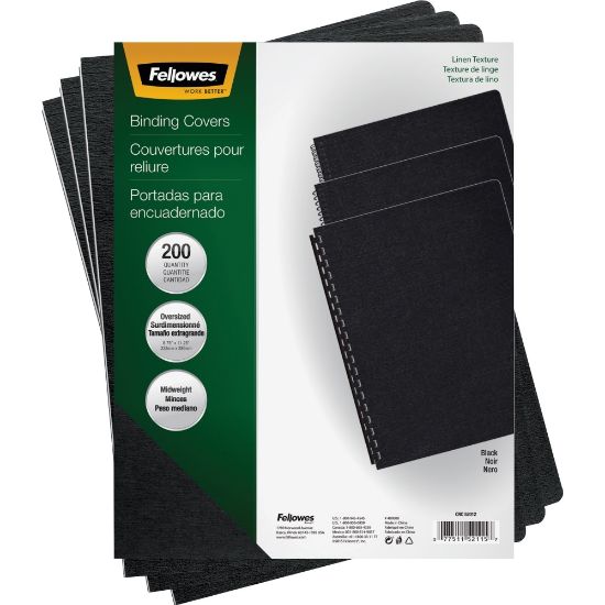 Picture of Fellowes Linen Classic Presentation Covers, 8 3/4in x 11 1/4in, Black, Pack Of 200