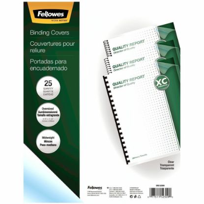 Picture of Fellowes Crystals Clear PVC Covers - Oversize, 25 pack - 11.3in Height x 8.8in Width x 0in Depth - Clear - Plastic, Polyvinyl Chloride (PVC) - 25 / Pack