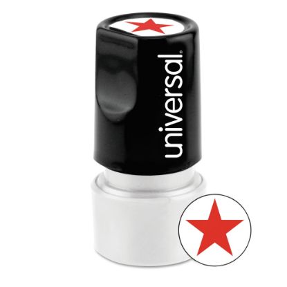 Picture of Universal Round Pre-Inked Message Stamp, Star, 3/4in Impression, Red