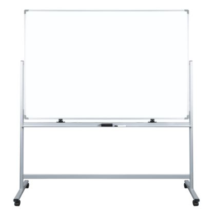 Picture of WorkPro Double-Sided Mobile Magnetic Dry-Erase Whiteboard Easel, 72in x 48in, Aluminum Frame With Silver Finish