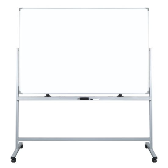 Picture of WorkPro Double-Sided Mobile Magnetic Dry-Erase Whiteboard Easel, 72in x 48in, Aluminum Frame With Silver Finish