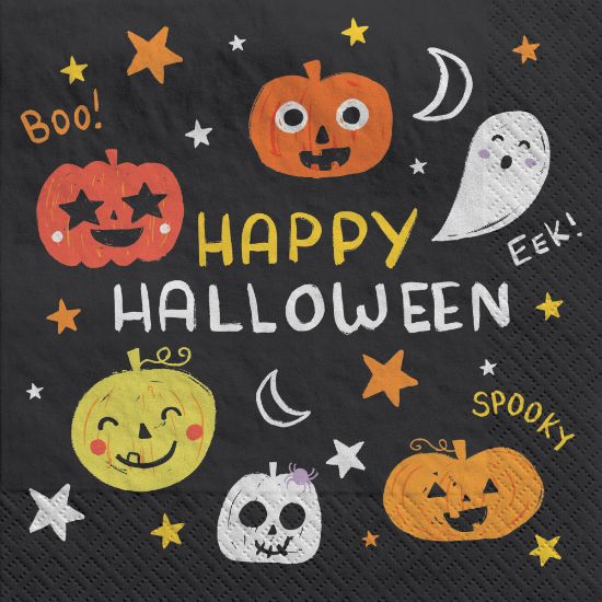 Picture of Amscan Halloween Spooky Friends Lunch Napkins, 6-1/2in x 6-1/2in, Pack Of 100 Napkins