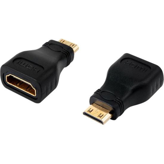 Picture of 4XEM Mini HDMI Male To HDMI A Female Adapter - 1 x HDMI (Mini Type C) Digital Audio/Video Male - 1 x HDMI (Type A) Digital Audio/Video Female - 4096 x 2160 Supported - Gold Connector - Gold Contact - Black