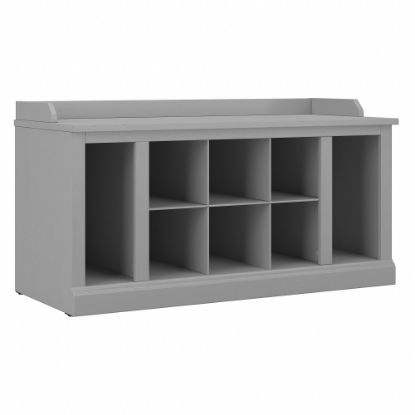 Picture of Bush Furniture Woodland 40inW Shoe Storage Bench With Shelves, Cape Cod Gray, Standard Delivery