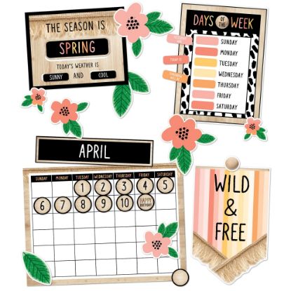 Picture of Schoolgirl Style Simply Safari Calendar Bulletin Board Set, Set Of 106 Pieces