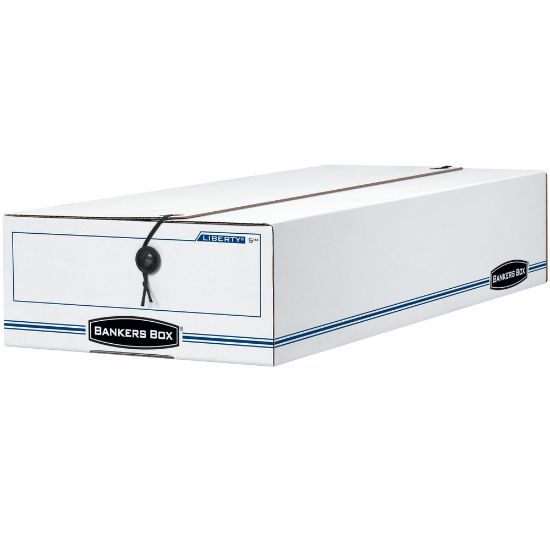 Picture of Bankers Box Liberty Corrugated Storage Boxes, 6 3/8in x 9in x 24in, White/Blue, Case Of 12