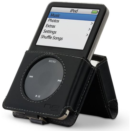 Picture of Belkin Kickstand Case for 5G iPod - Case for player - fine-grain leather - black - for Apple iPod (5G)