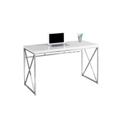 Picture of Monarch Specialties Contemporary 48inW Computer Desk With Framed Criss-Cross Legs, Chrome/White