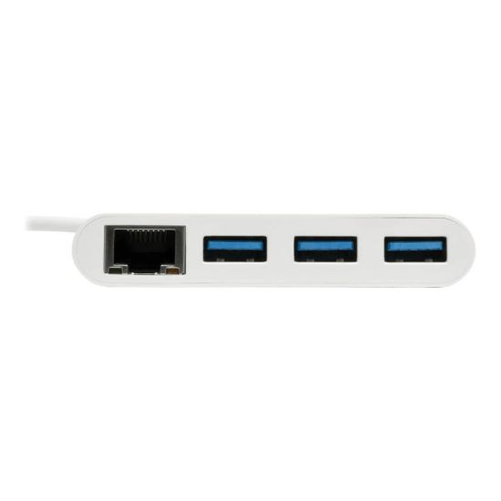 Picture of Eaton Tripp Lite series 3-Port USB-C to USB-A Hub Portable w/ Gigabit Ethernet Port RJ45 - Hub - 3 x USB 3.1 - desktop